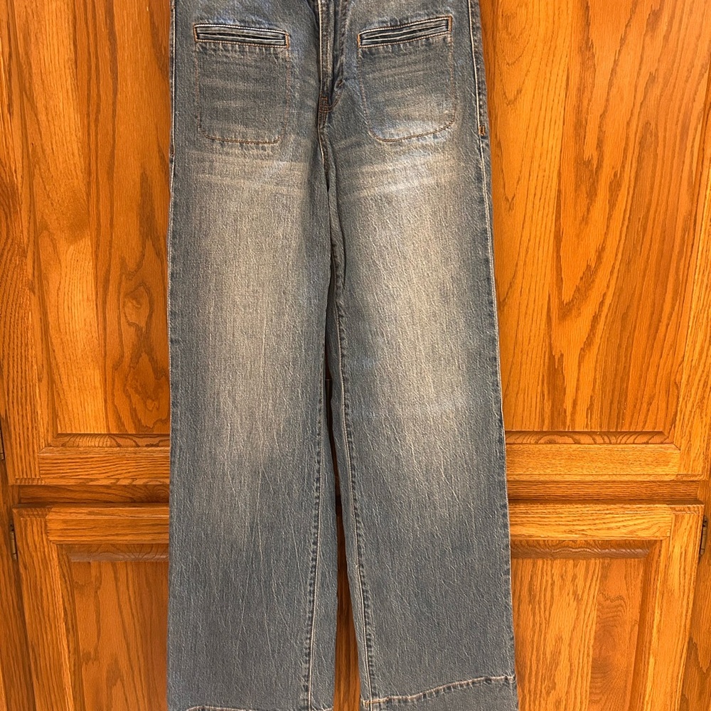 Habitual Blue High Rise, wide leg flare Jeans with Vintage Wash